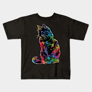 Cat Rainbow Balloon Rides Kids T-Shirt